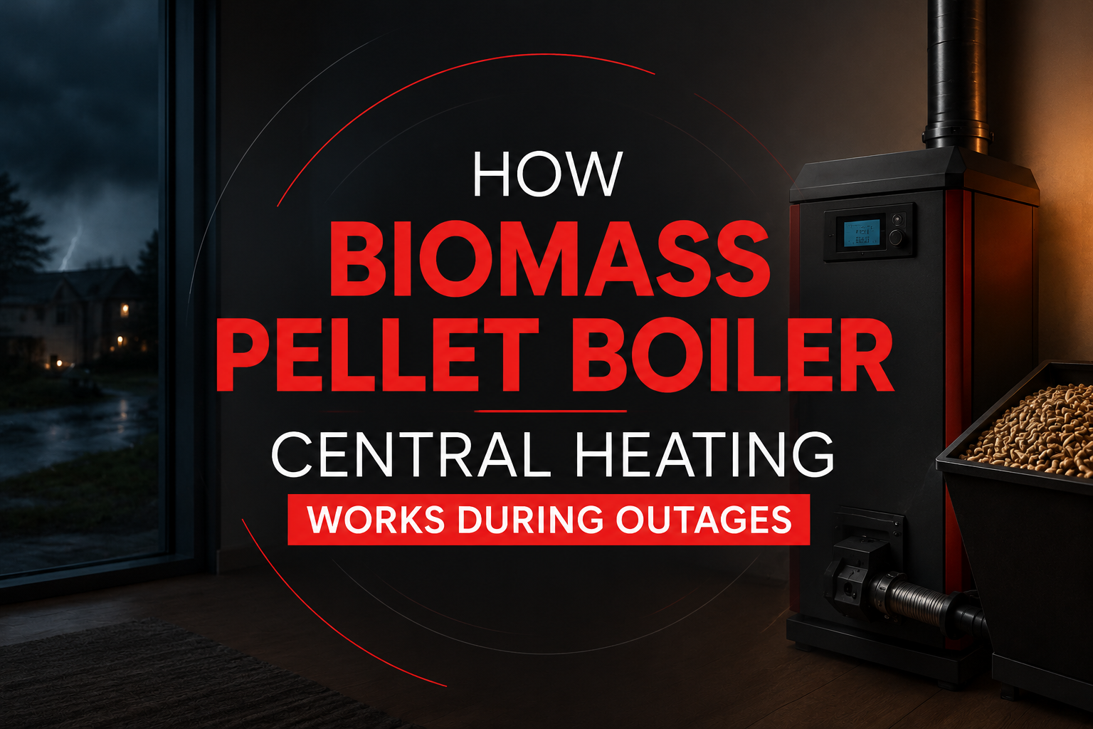 How biomass pellet boiler central heating works during outages