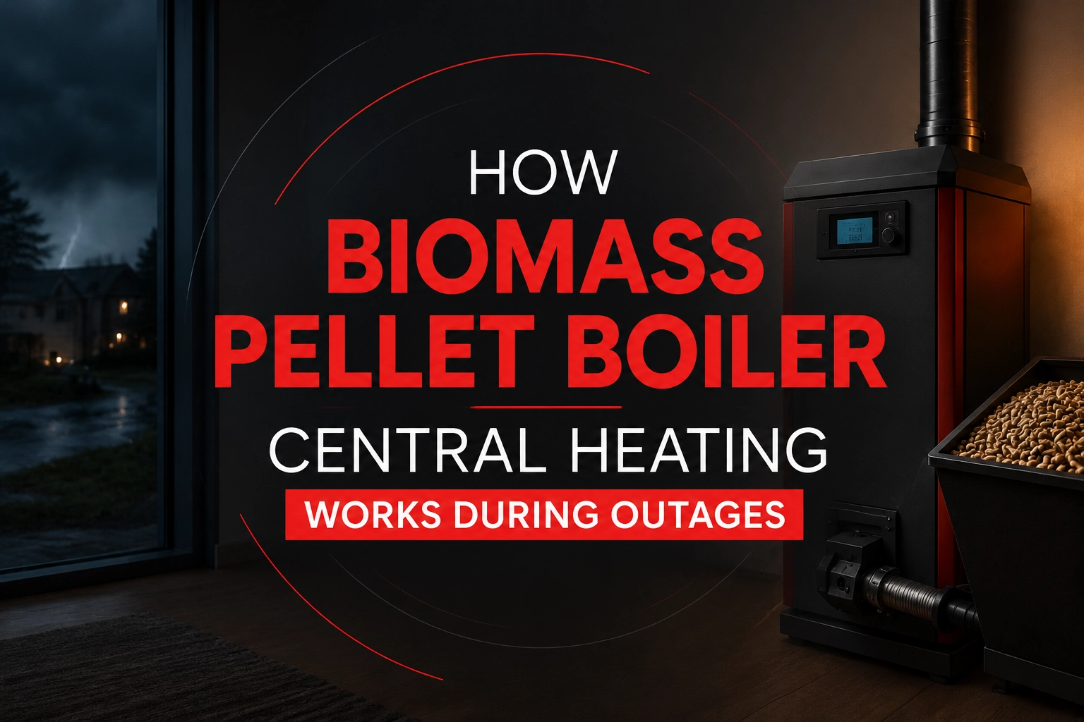 How biomass pellet boiler central heating works during outages